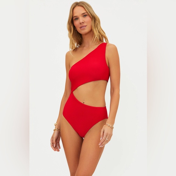 Beach Riot Other - Beach Riot Red One-Shoulder Cutout Swimsuit